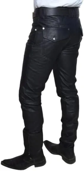 Mens Cowboy Western Traditional Native American Leather Pants Men Casual Breeches Fashion Pant Mens Side Laces Pant