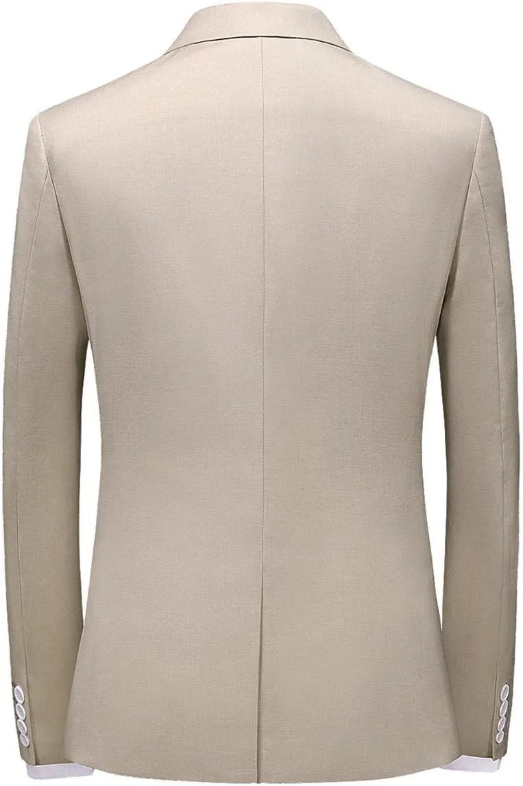 Mens Suits Slim Fit 3 Pieces Suits for Men One Button Solid Tuxedo Blazer Jacket Vest & Pants Set Prom Business Wedding