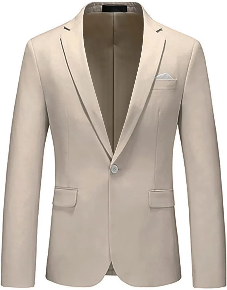 Mens Suits Slim Fit 3 Pieces Suits for Men One Button Solid Tuxedo Blazer Jacket Vest & Pants Set Prom Business Wedding