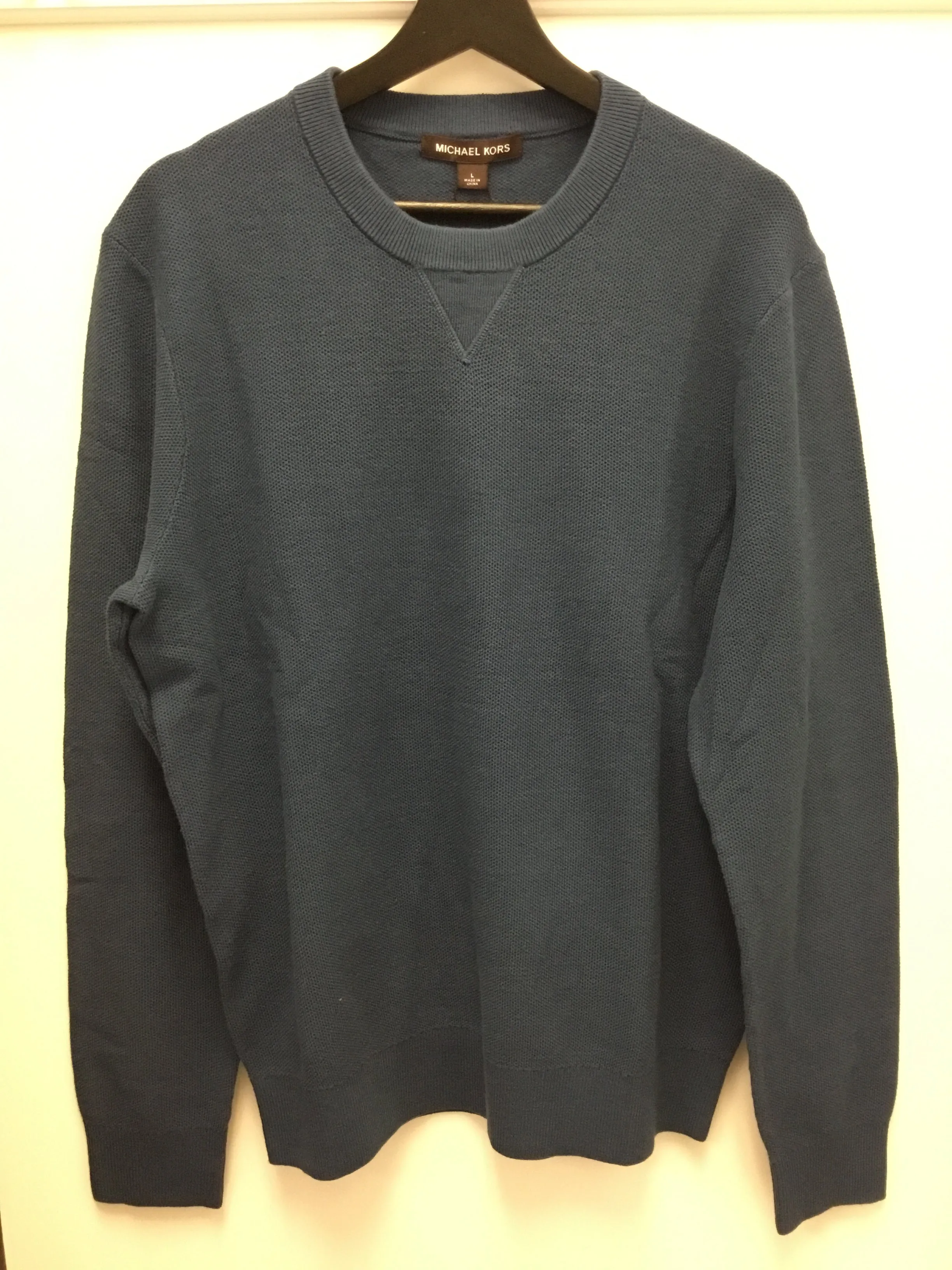 MICHAEL KORS CF160222 Sport Stitch Crew Sweater 474 Denim Blue