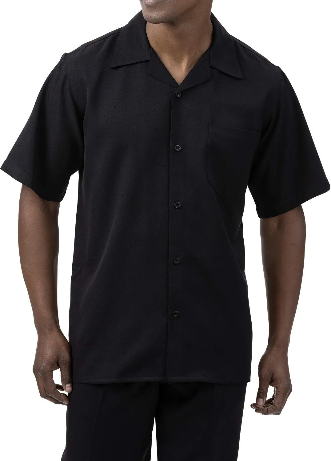 MONTIQUE Walking Suit For Men 2 Piece Set - Short Sleeve Shirt and Long Pants, Solid Colors - 696