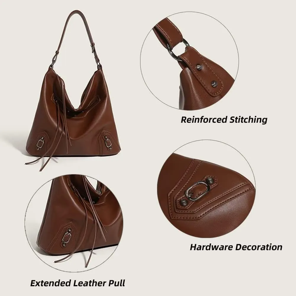 Mudono Crossbody Bag for Women Soft Vintage Leather Shoulder Bag Waterproof Large Capacity Tote Handbag Casual Hobo Satchel