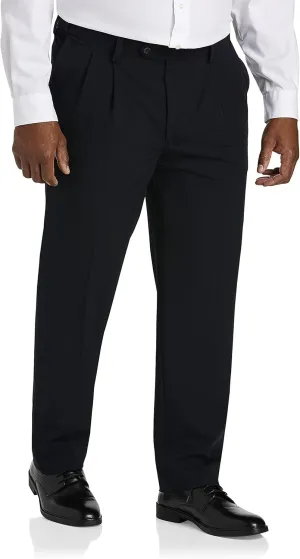 Oak Hill by DXL Men's Big and Tall Easy Stretch Pleated Dress Pants Navy 56 x 32