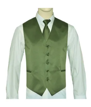 Olive Green Vest and Tie Set