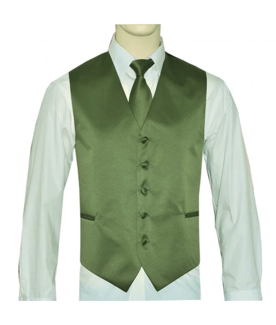 Olive Green Vest and Tie Set