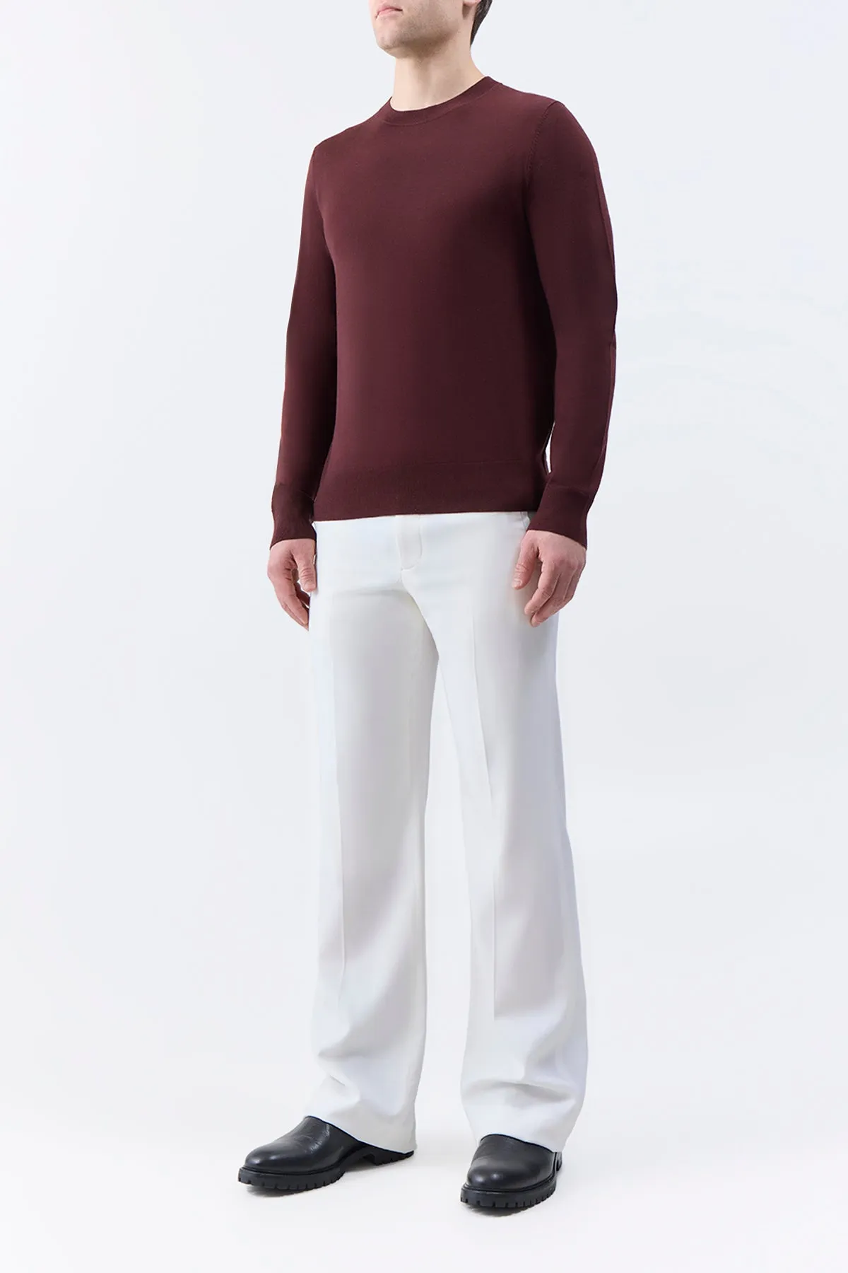 Palco Knit Crewneck in Deep Bordeaux Merino Wool