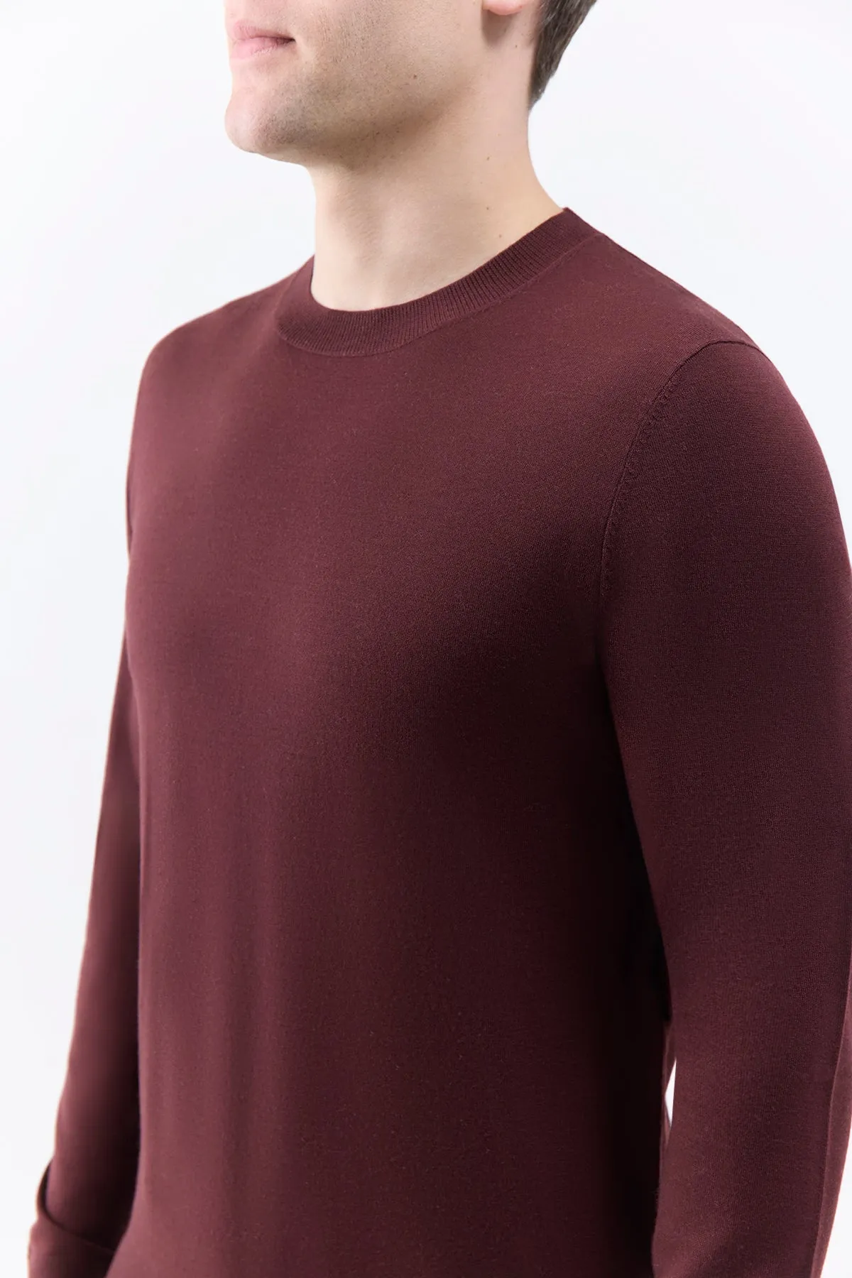 Palco Knit Crewneck in Deep Bordeaux Merino Wool