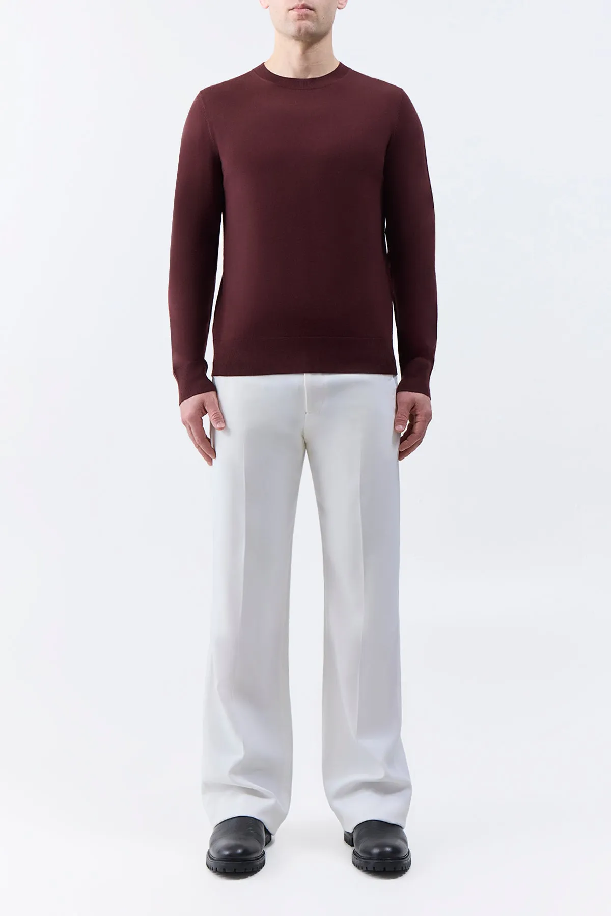 Palco Knit Crewneck in Deep Bordeaux Merino Wool