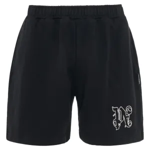 Palm Angels Monogram Statement Black Sweat Shorts