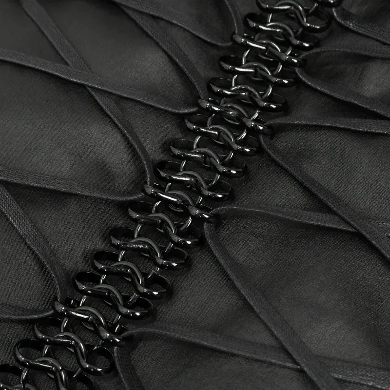 Punk Stylish Strappy Stand Collar Waistcoat / Gothic Men's Zipper Vest with Lace-up Back