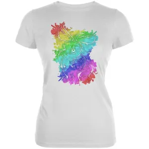 Rainbow Watercolor Easter Bunny Juniors Soft T Shirt