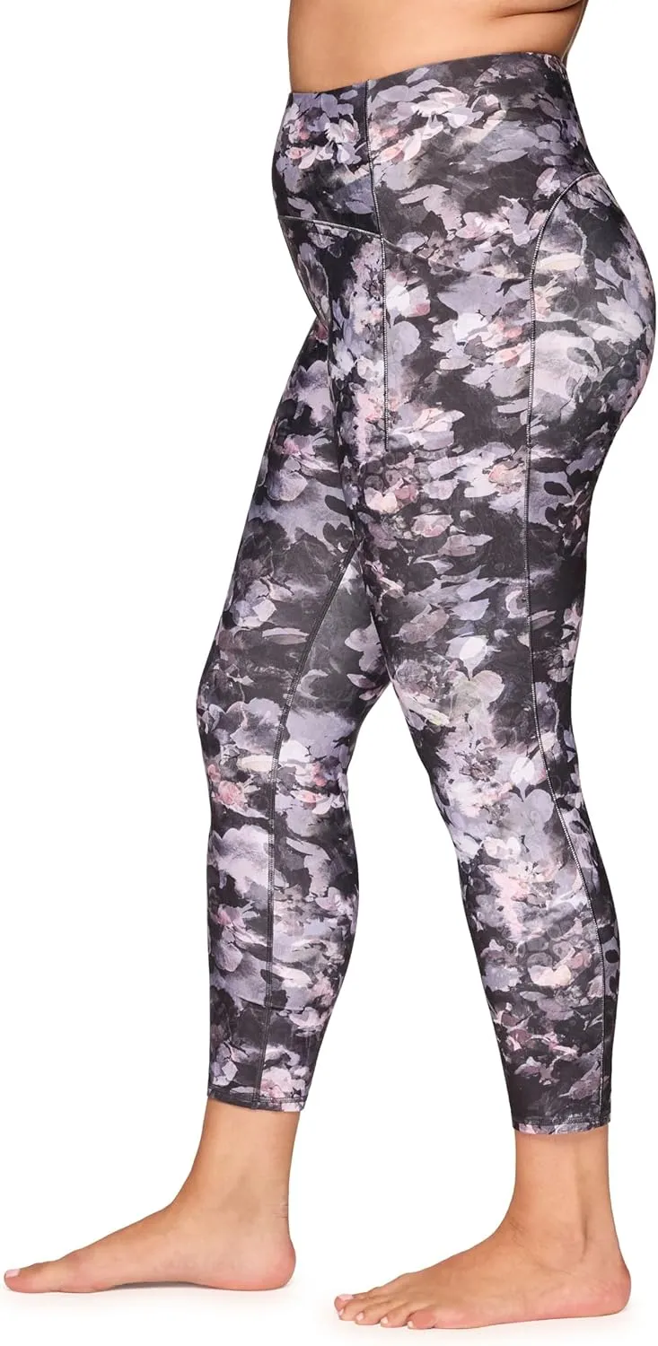 RBX Women's Plus Size Legging, Quick Drying Printed Workout Leggings for Women Opaque High Waisted Yoga Legging with Pockets