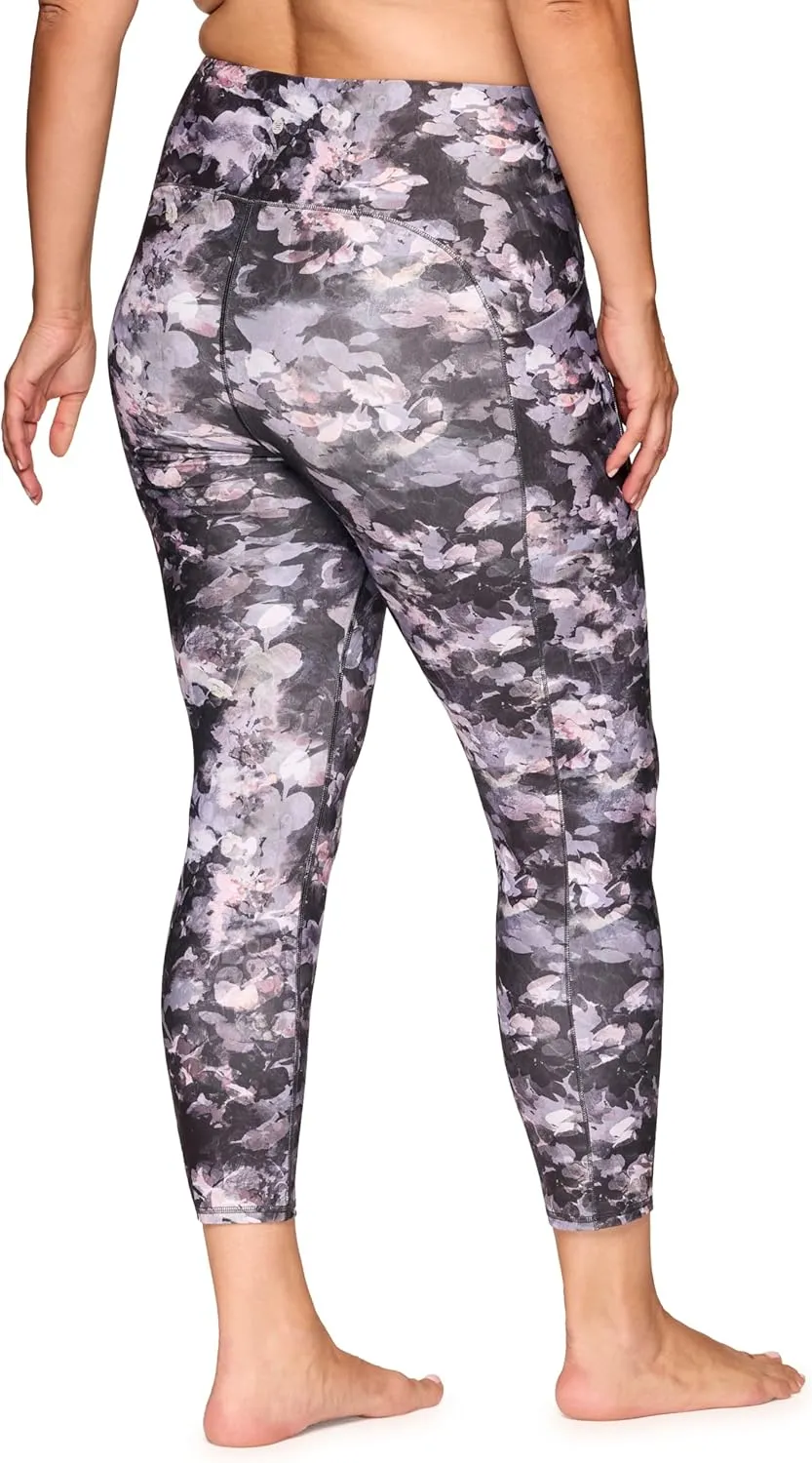RBX Women's Plus Size Legging, Quick Drying Printed Workout Leggings for Women Opaque High Waisted Yoga Legging with Pockets