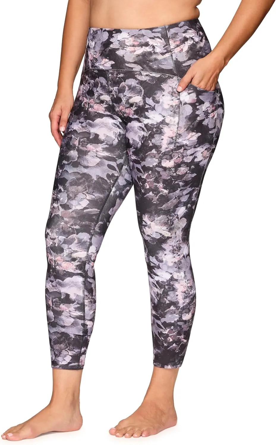 RBX Women's Plus Size Legging, Quick Drying Printed Workout Leggings for Women Opaque High Waisted Yoga Legging with Pockets