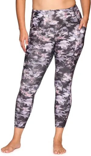 RBX Women's Plus Size Legging, Quick Drying Printed Workout Leggings for Women Opaque High Waisted Yoga Legging with Pockets