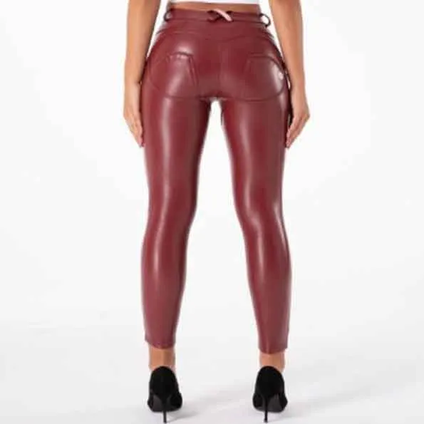 Red Leather Skinny Pant Women