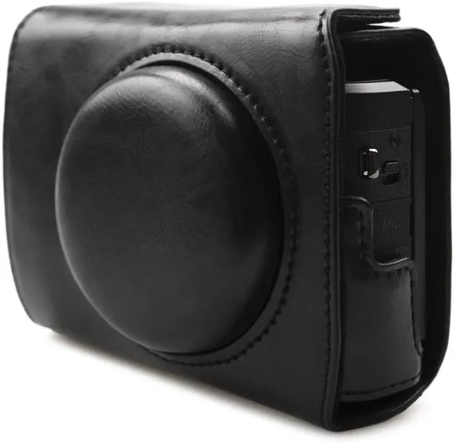 Rieibi G7X II/G7X III Leather Camera Case - Vintage Black Beauty Case with Strap for Canon PowerShot G7 X Mark II/III DSLR
