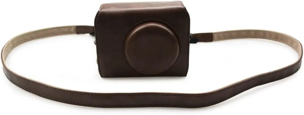 Rieibi Leather Camera Case for Canon G7 X Mark II/III - Vintage, Protective with Strap, Coffee Beauty Case