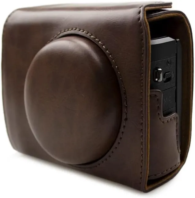 Rieibi Leather Camera Case for Canon G7 X Mark II/III - Vintage, Protective with Strap, Coffee Beauty Case