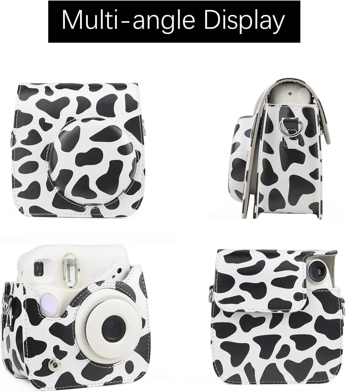 Rieibi PU Leather Mini 7  Case, Protective Case for Fujifilm Instax Mini 7  Instant Camera with Adjustable Shoulder Strap (Milk)