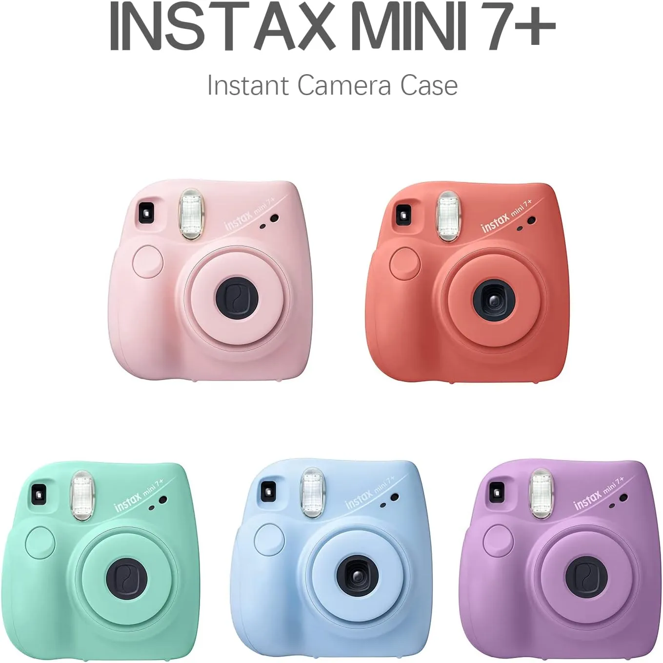Rieibi PU Leather Mini 7  Case, Protective Case for Fujifilm Instax Mini 7  Instant Camera with Adjustable Shoulder Strap (Milk)