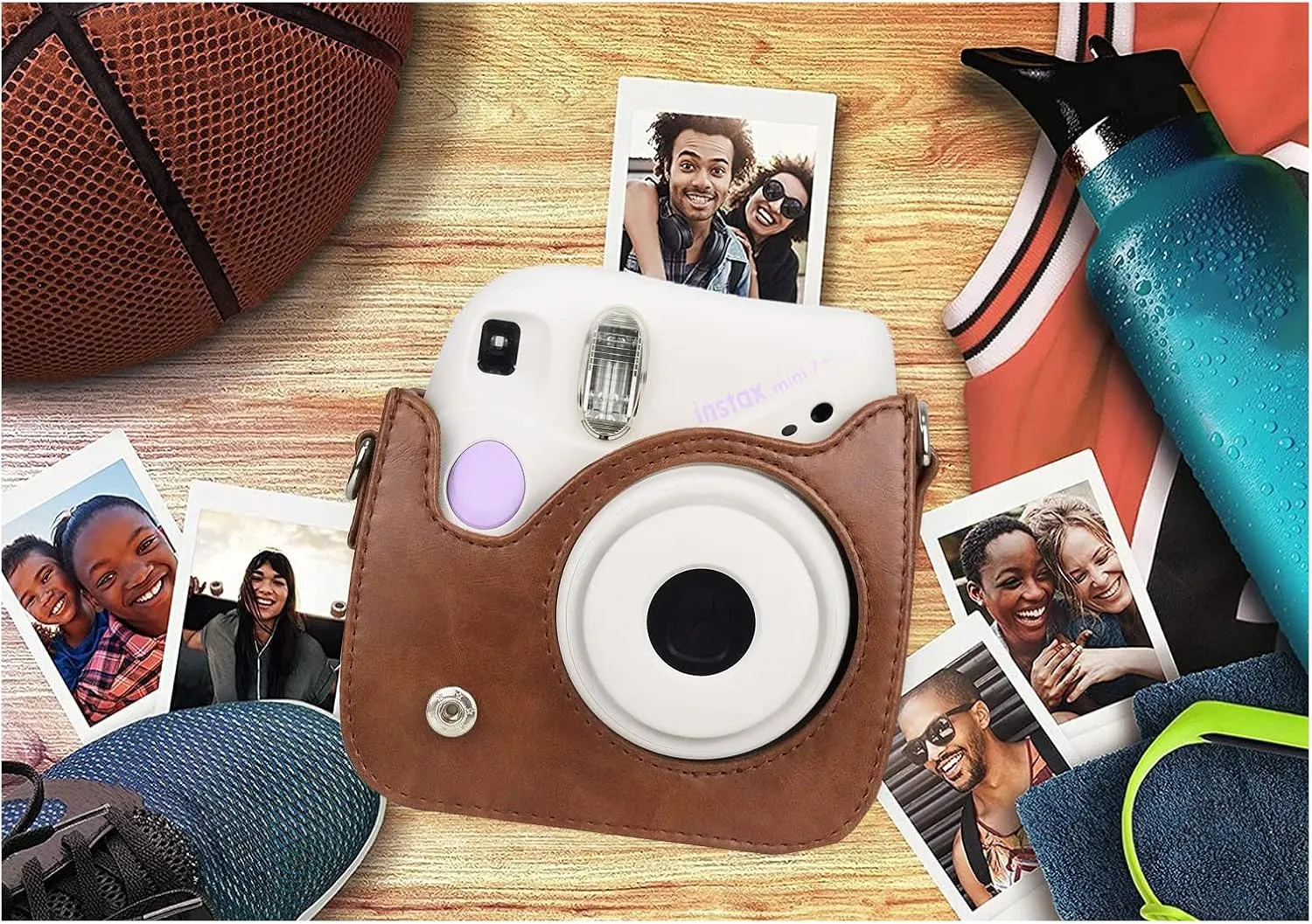 Rieibi PU Leather Mini 7  Case, Protective Case for Fujifilm Instax Mini 7  Instant Camera with Adjustable Shoulder Strap