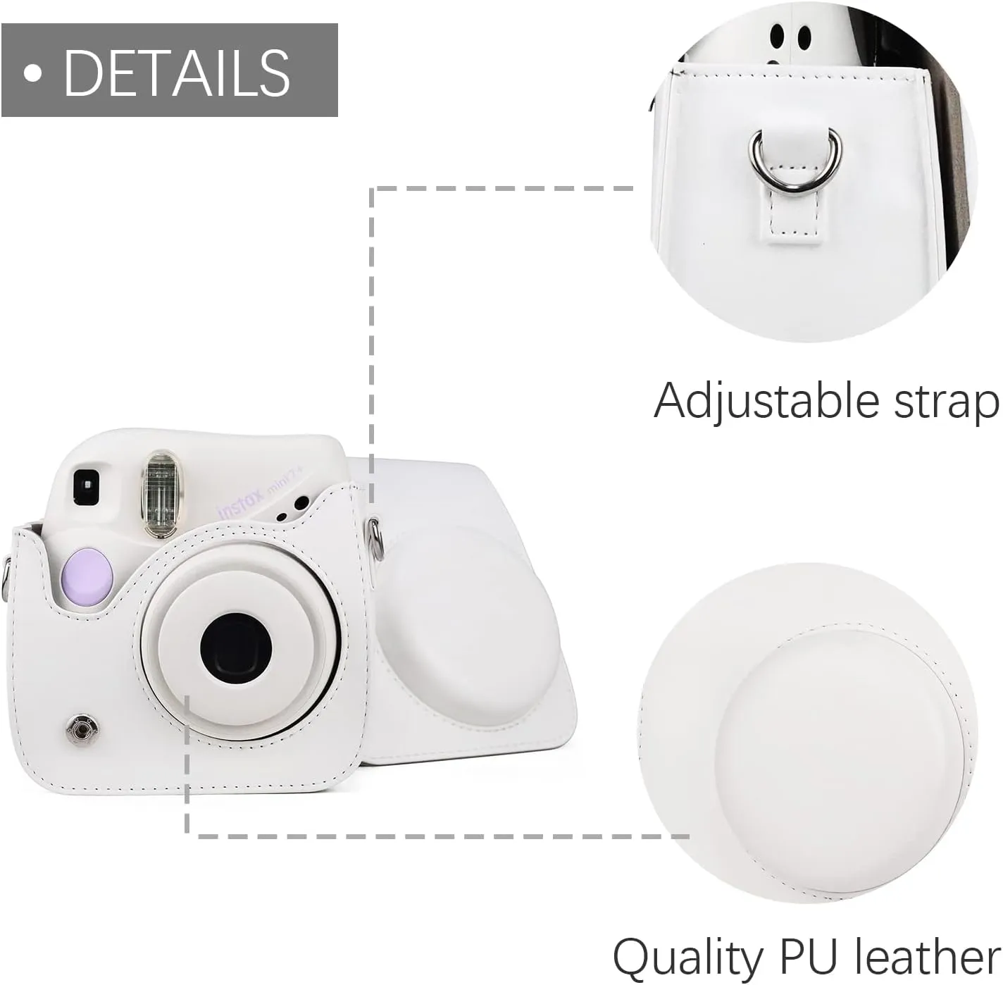 Rieibi PU Leather Mini 7  Case, Protective Case for Fujifilm Instax Mini 7  Instant Camera with Adjustable Shoulder Strap
