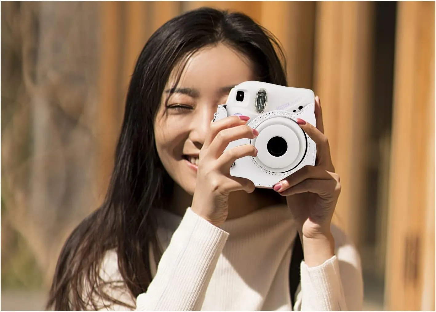 Rieibi PU Leather Mini 7  Case, Protective Case for Fujifilm Instax Mini 7  Instant Camera with Adjustable Shoulder Strap