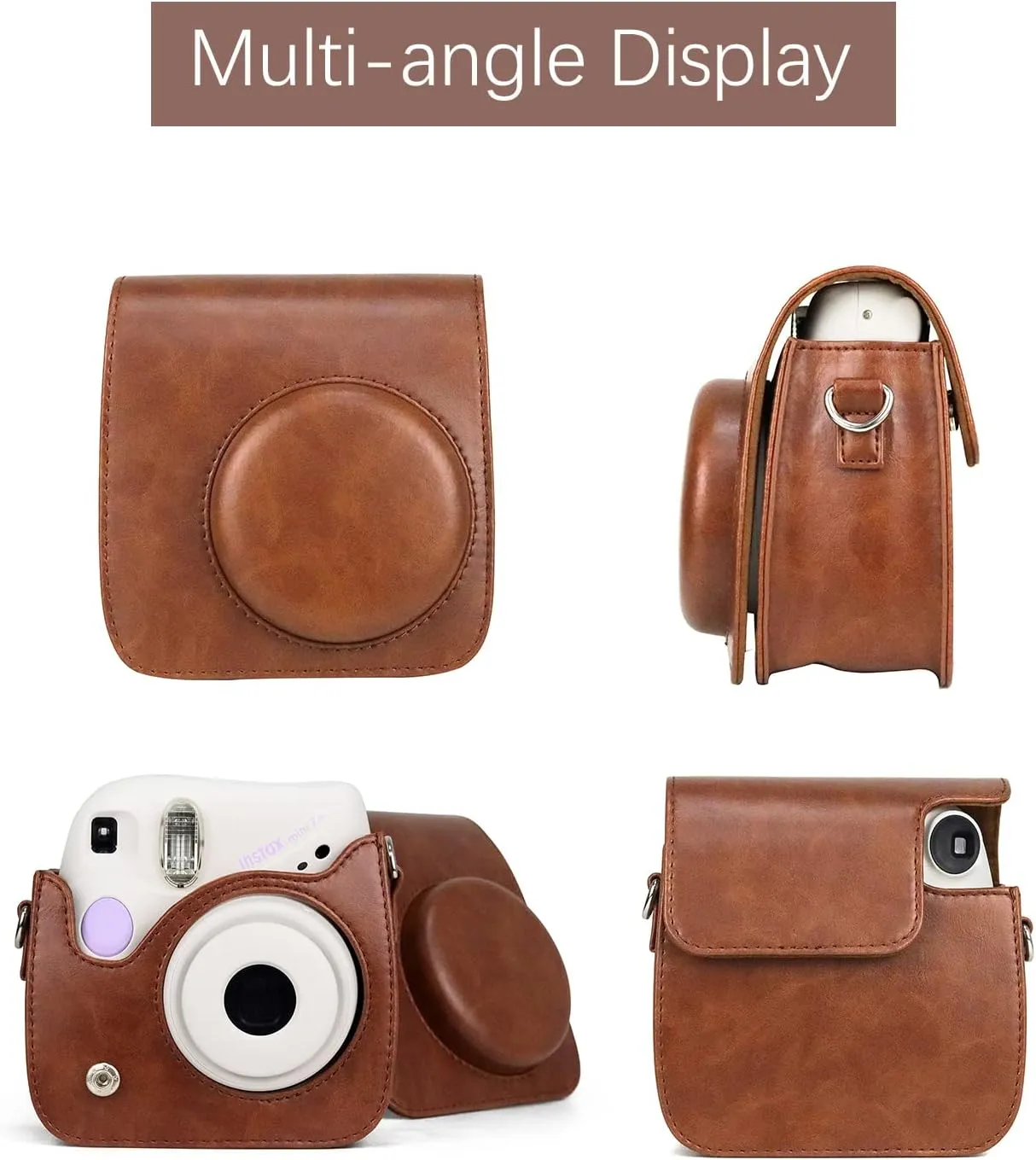 Rieibi PU Leather Mini 7  Case, Protective Case for Fujifilm Instax Mini 7  Instant Camera with Adjustable Shoulder Strap