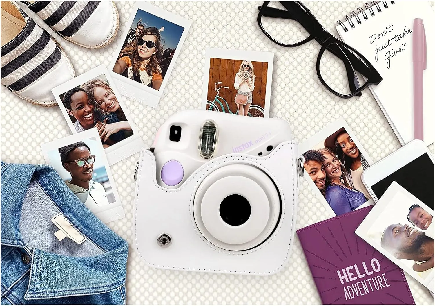Rieibi PU Leather Mini 7  Case, Protective Case for Fujifilm Instax Mini 7  Instant Camera with Adjustable Shoulder Strap