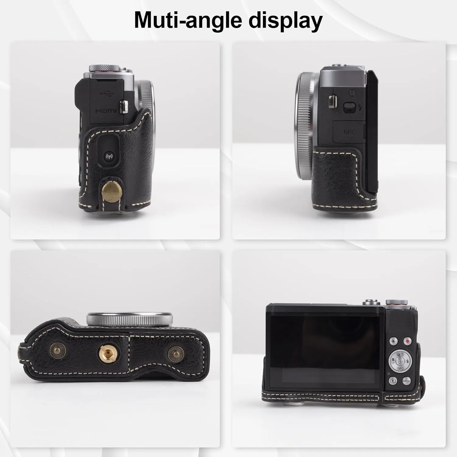 Rieibi Vintage Leather Camera Case for Canon PowerShot G7X, G7X Mark III DSLR Camera, Protective Case with Strap