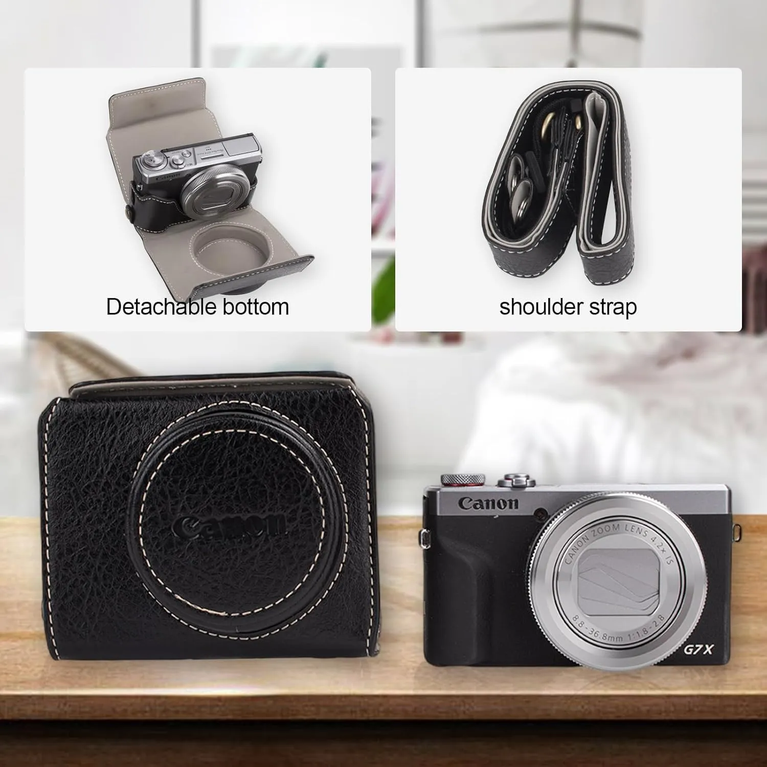 Rieibi Vintage Leather Camera Case for Canon PowerShot G7X, G7X Mark III DSLR Camera, Protective Case with Strap
