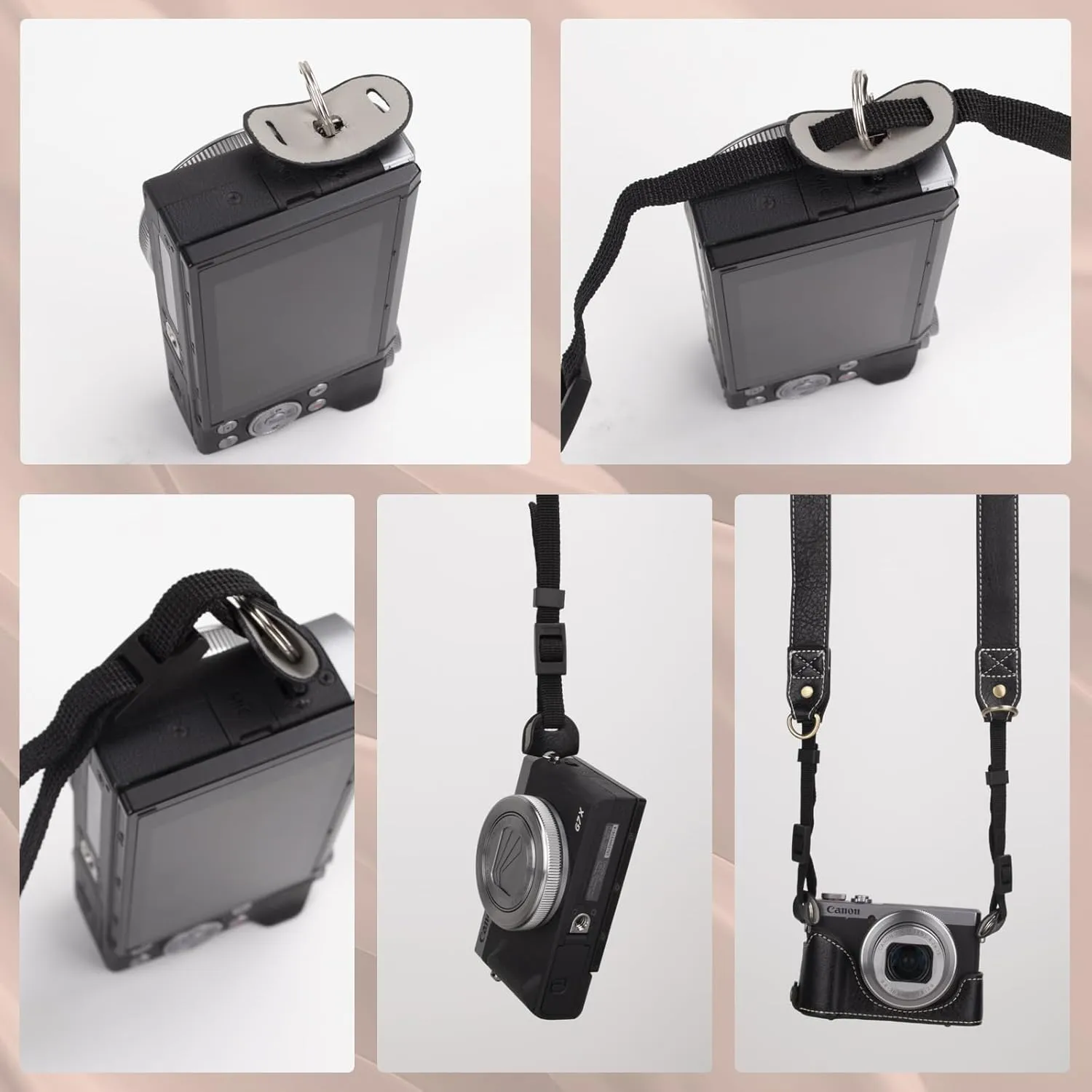 Rieibi Vintage Leather Camera Case for Canon PowerShot G7X, G7X Mark III DSLR Camera, Protective Case with Strap