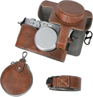 Rieibi X100VI Retro Leather Case for Fujifilm X100VI Digital Camera - Protective With Strap and Grip - Brown