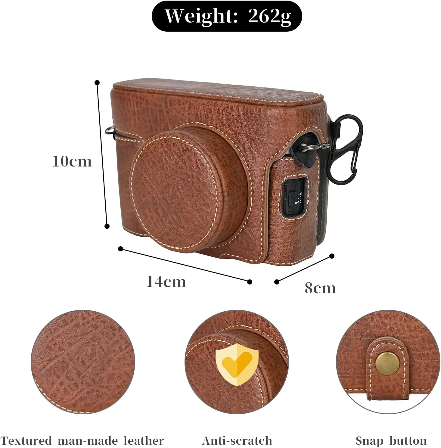 Rieibi X100VI Retro Leather Case for Fujifilm X100VI Digital Camera - Protective With Strap and Grip - Brown