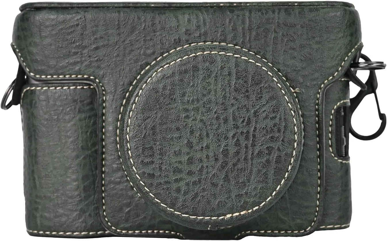 Rieibi X100VI Retro Leather Case for Fujifilm X100VI Digital Camera - Protective With Strap and Grip - Dark Green