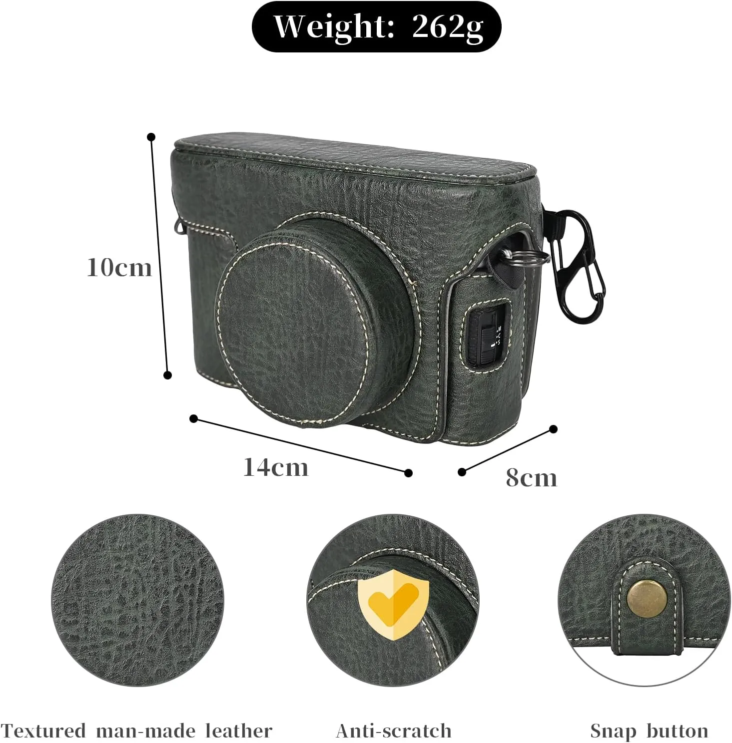 Rieibi X100VI Retro Leather Case for Fujifilm X100VI Digital Camera - Protective With Strap and Grip - Dark Green