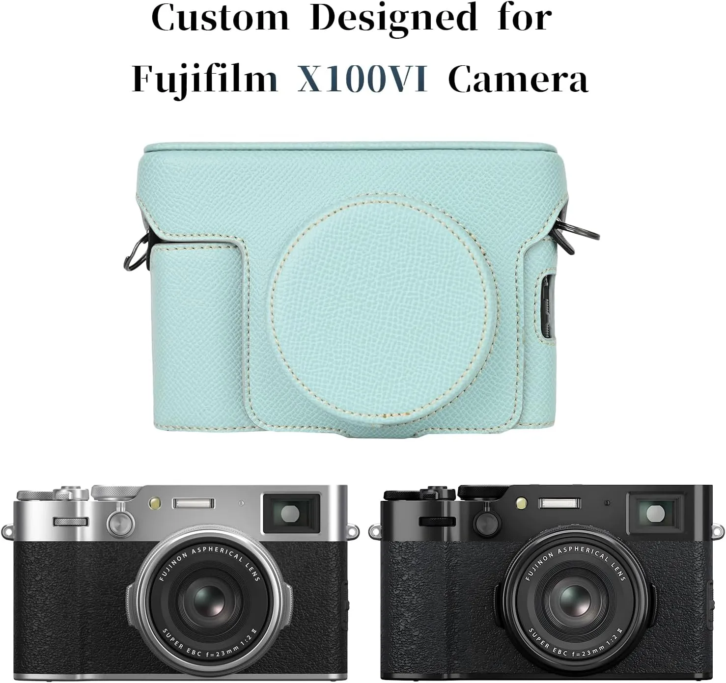 Rieibi X100VI Retro Leather Case for Fujifilm X100VI Digital Camera - Protective With Strap and Grip - Green