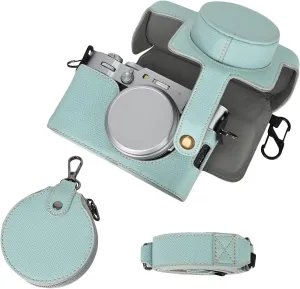 Rieibi X100VI Retro Leather Case for Fujifilm X100VI Digital Camera - Protective With Strap and Grip - Green