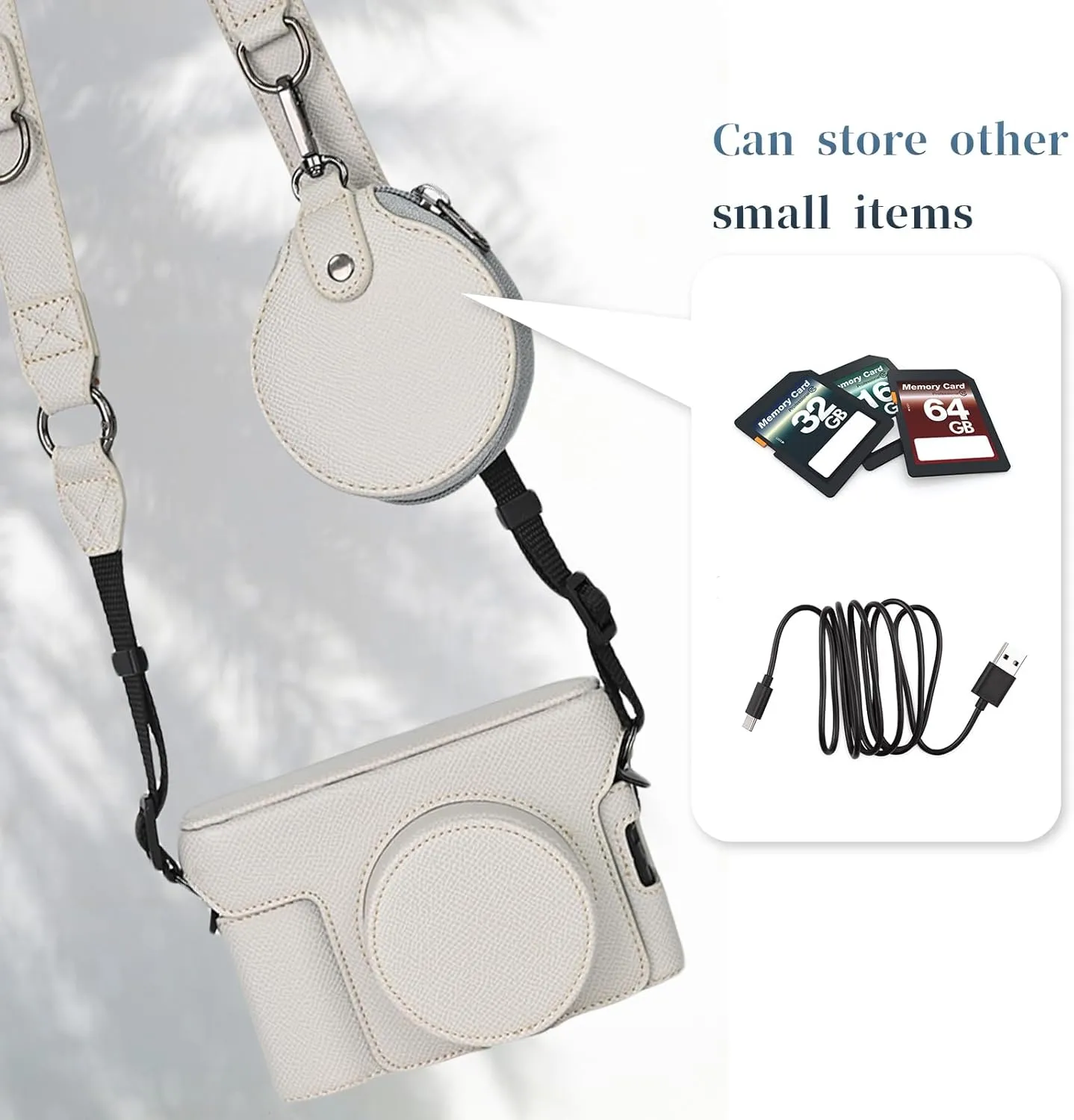 Rieibi X100VI Retro Leather Case for Fujifilm X100VI - Protective Case With Strap and Grip - White