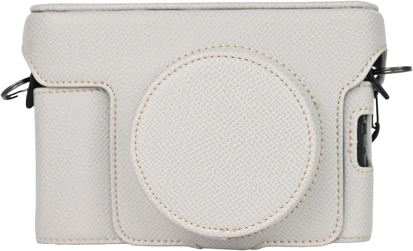 Rieibi X100VI Retro Leather Case for Fujifilm X100VI - Protective Case With Strap and Grip - White