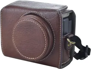 Rieibi ZV1 Case - Vintage PU Leather Camera Case for Sony ZV1 ZV-1 DSLR Camera - Protective Case with Strap, coffee, Camera case