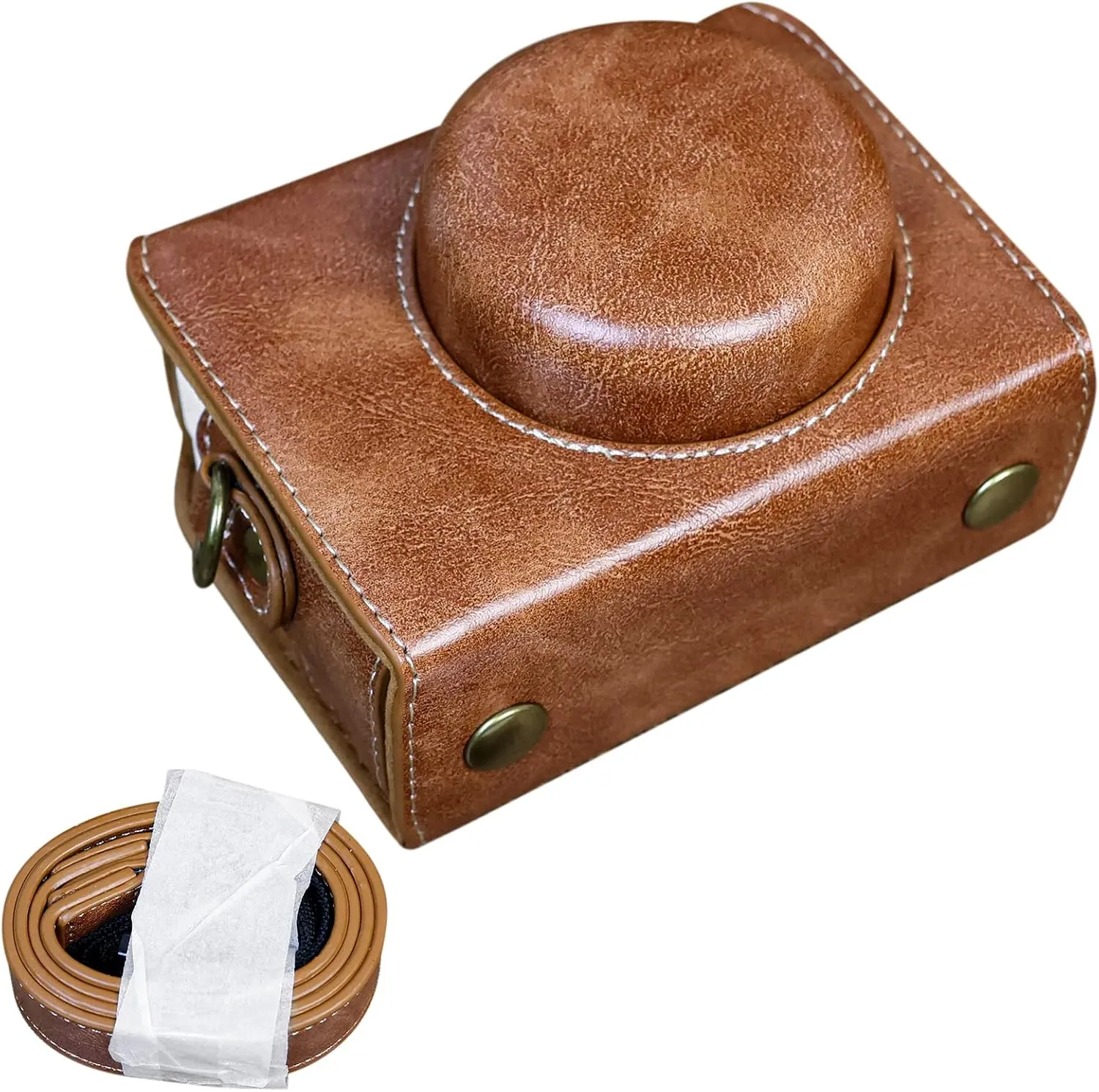 Rieibi ZV1F Case - Vintage PU Leather Camera Case for Sony ZV1F ZV-1F/ZV-1M2/ZV-1 Mark II Vlog Camera - ZV-1 II Protective Case - Brown