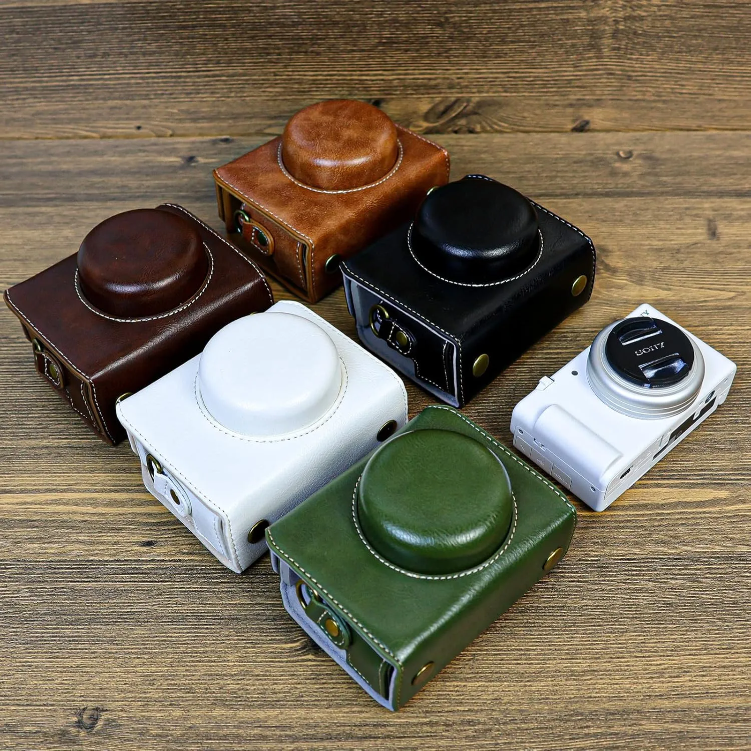 Rieibi ZV1F Case - Vintage PU Leather Camera Case for Sony ZV1F ZV-1F/ZV-1M2/ZV-1 Mark II Vlog Camera - ZV-1 II Protective Case - Brown