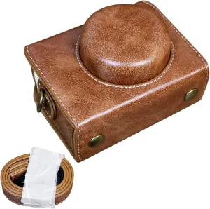 Rieibi ZV1F Case - Vintage PU Leather Camera Case for Sony ZV1F ZV-1F/ZV-1M2/ZV-1 Mark II Vlog Camera - ZV-1 II Protective Case - Brown