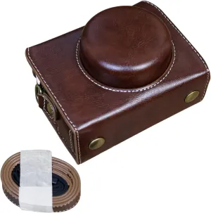 Rieibi ZV1F Case - Vintage PU Leather Camera Case for Sony ZV1F ZV-1F/ZV-1M2/ZV-1 Mark II Vlog Camera - ZV-1 II Protective Case - Coffee