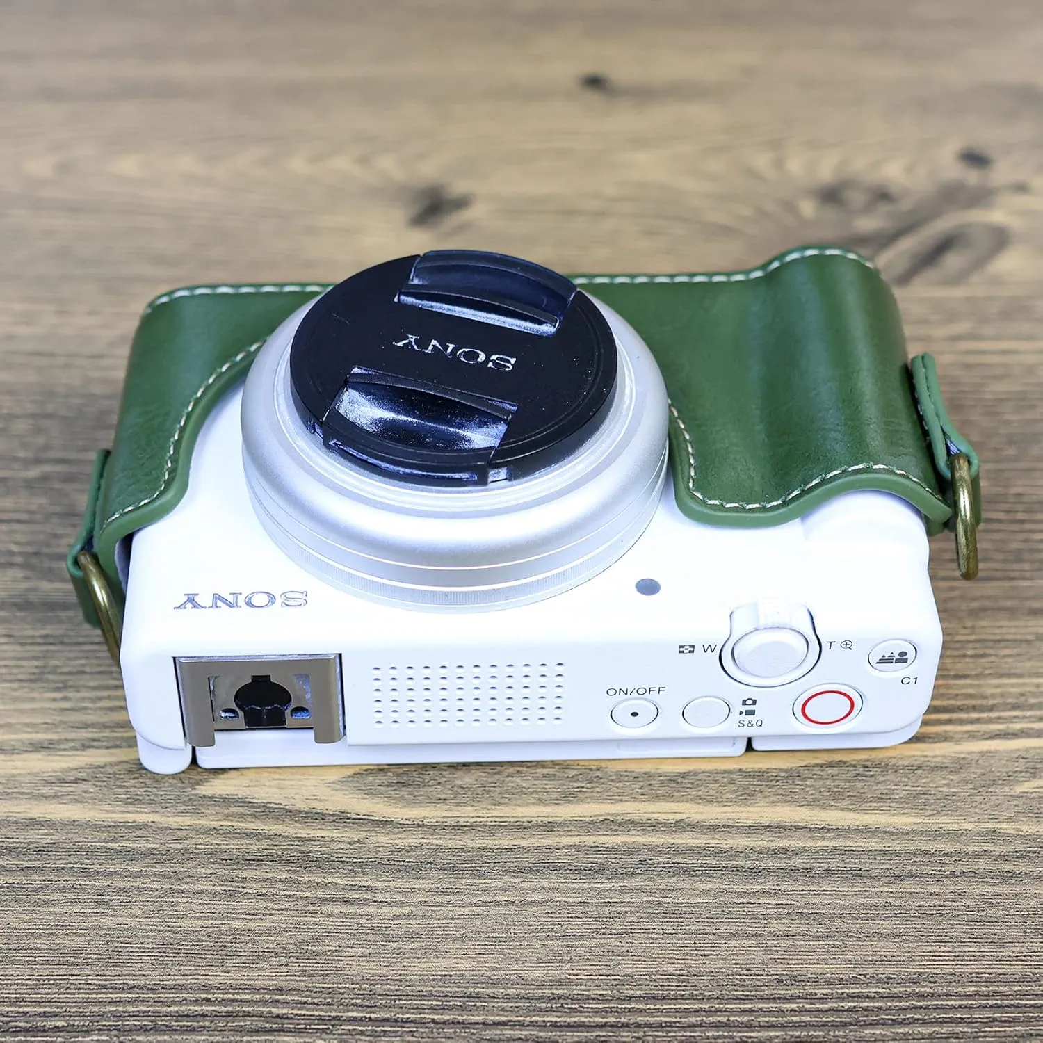 Rieibi ZV1F Case - Vintage PU Leather Camera Case for Sony ZV1F ZV-1F/ZV-1M2/ZV-1 Mark II Vlog Camera - ZV-1 II Protective Case - Green
