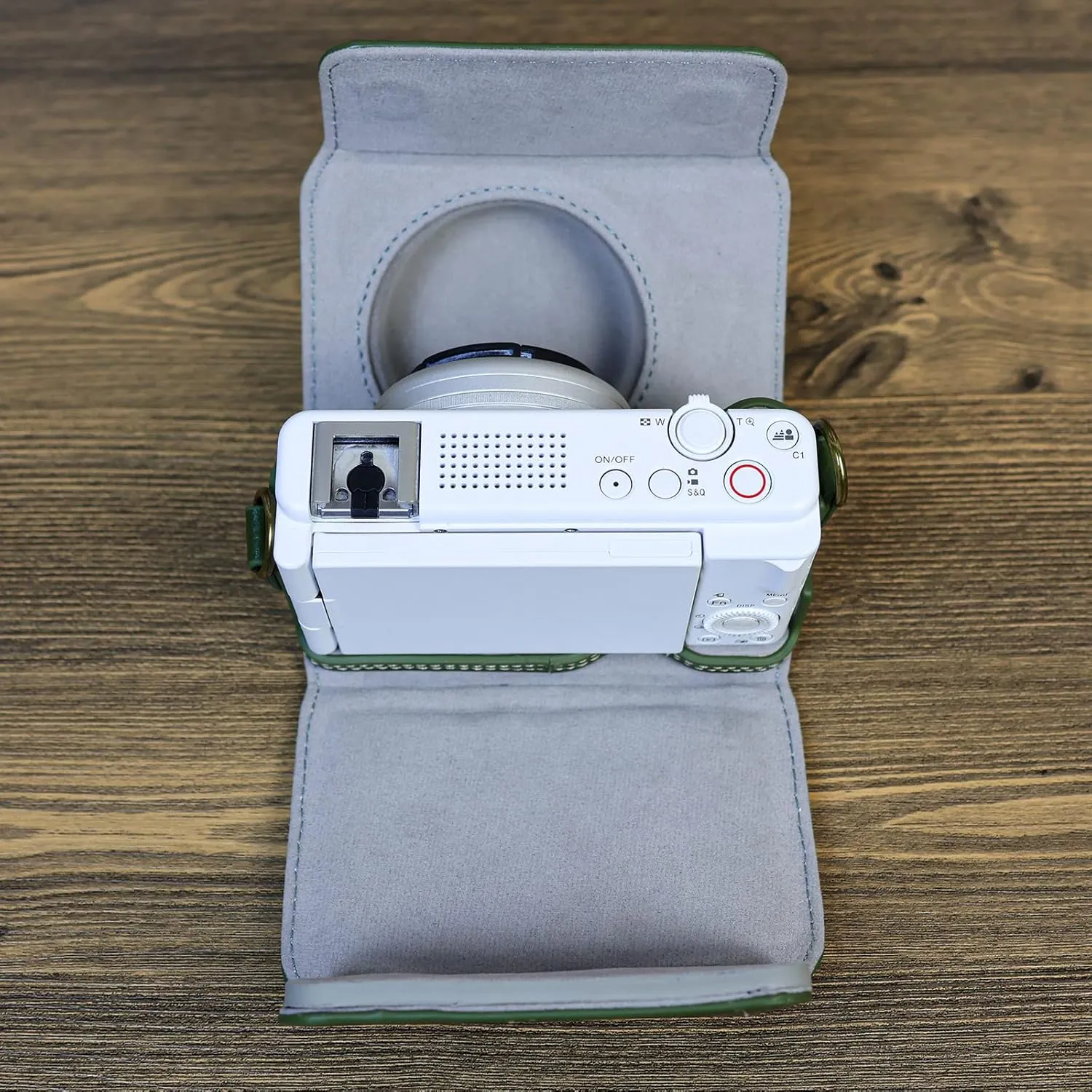 Rieibi ZV1F Case - Vintage PU Leather Camera Case for Sony ZV1F ZV-1F/ZV-1M2/ZV-1 Mark II Vlog Camera - ZV-1 II Protective Case - Green