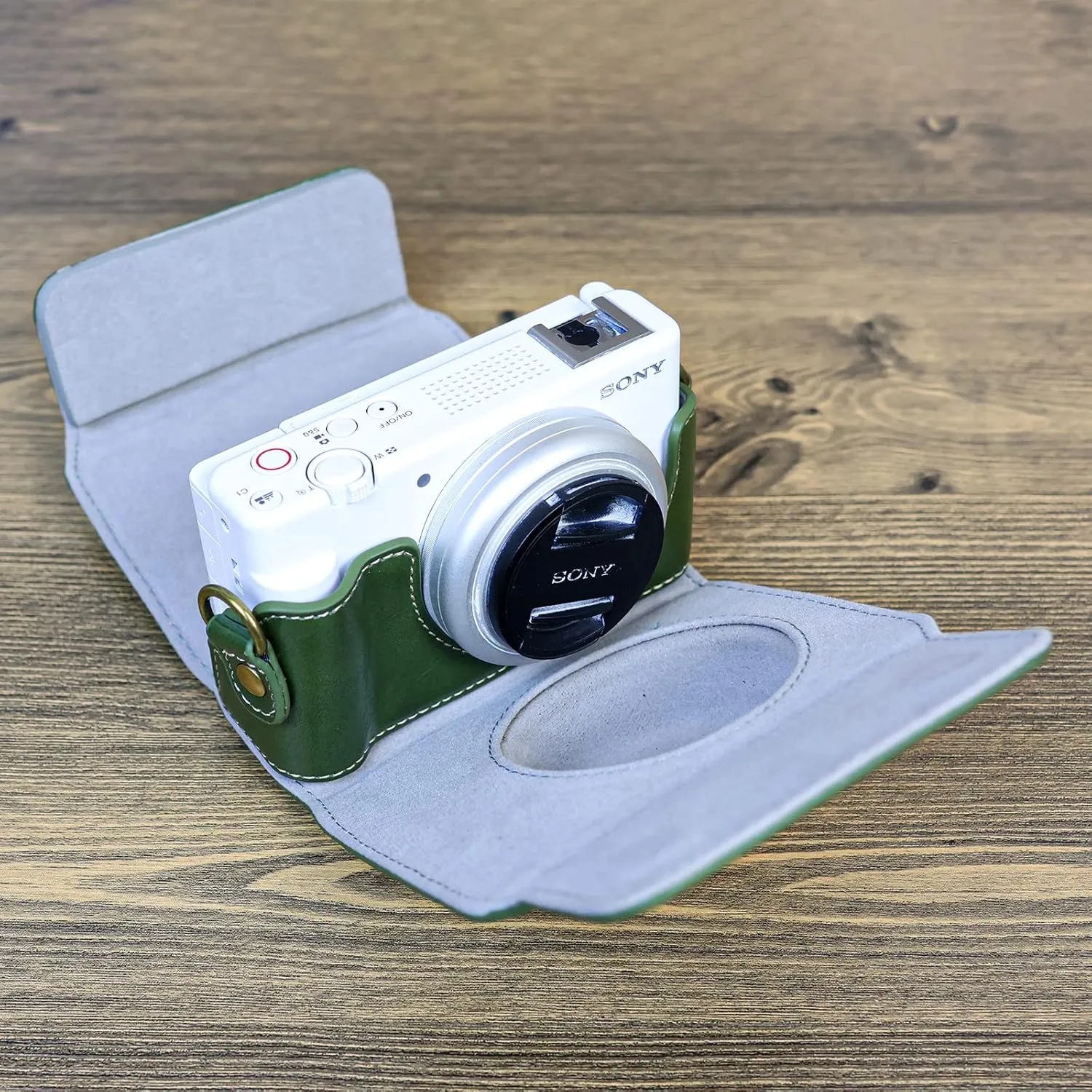 Rieibi ZV1F Case - Vintage PU Leather Camera Case for Sony ZV1F ZV-1F/ZV-1M2/ZV-1 Mark II Vlog Camera - ZV-1 II Protective Case - Green