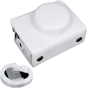 Rieibi ZV1F Case - Vintage PU Leather Camera Case for Sony ZV1F ZV-1F/ZV-1M2/ZV-1 Mark II Vlog Camera - ZV-1 II Protective Case - White
